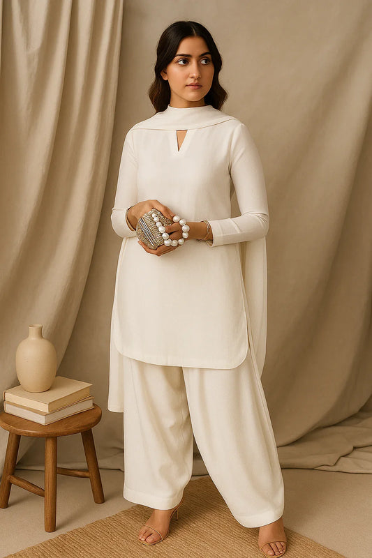 FARSHI SHALWAR SET WHITE