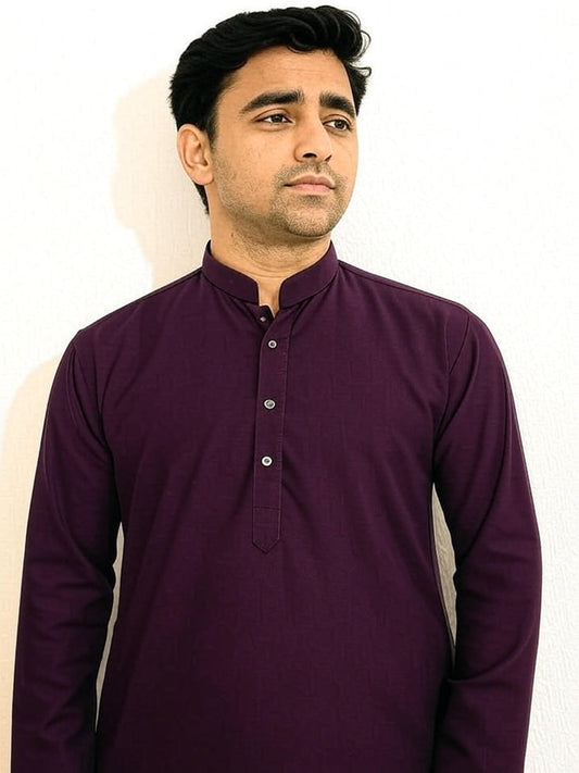 Maroon Blended Kameez Shalwar-Unstitched