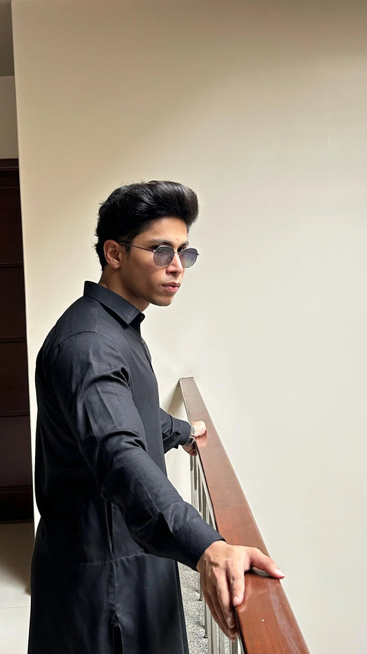 Black Kameez Shalwar-Unstitched