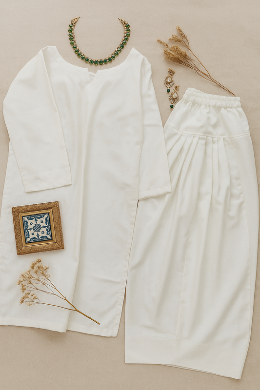 FARSHI SHALWAR SET WHITE