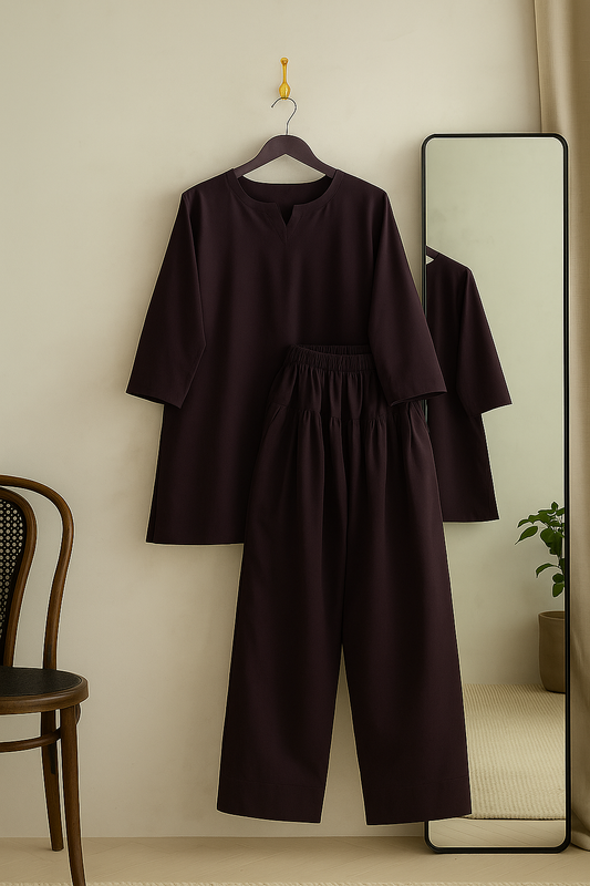 FARSHI SHALWAR SET PLUM