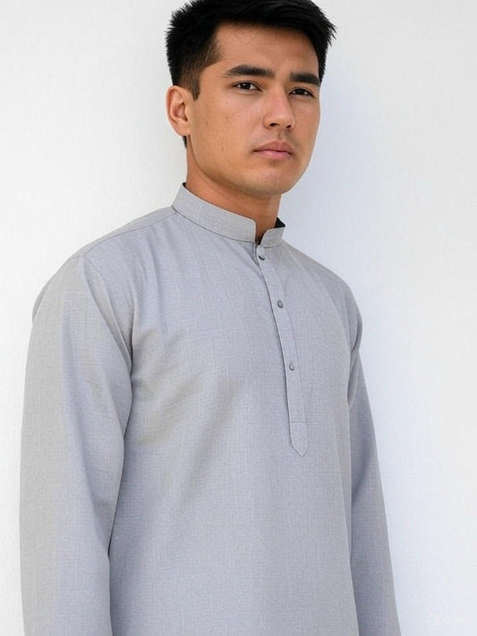 Gray Blended Kameez Shalwar-Unstitched