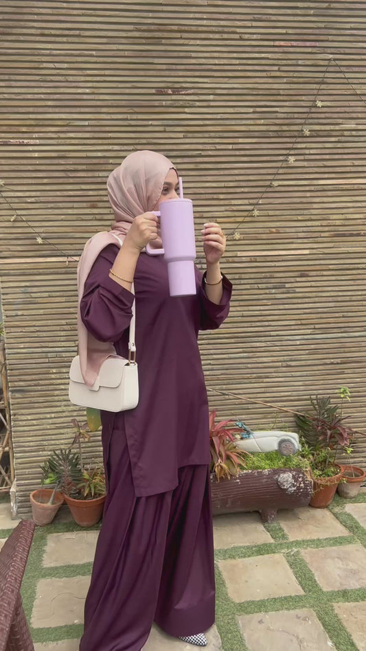 FARSHI SHALWAR SET PLUM